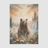 Grizzly Bear in a Forest Meadow with Flowers Tissuepapier (Voorkant)