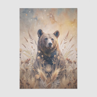 Grizzly Bear in Meadow Grass in Neutral Shades Tissuepapier