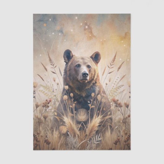 Grizzly Bear in Meadow Grass in Neutral Shades Tissuepapier (Voorkant)
