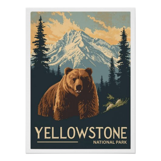 Grizzly Bear in Yellowstone National Park Perfect Poster (Voorkant)