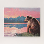 Grizzly Bear-meer Schilderij Legpuzzel (Horizontaal)