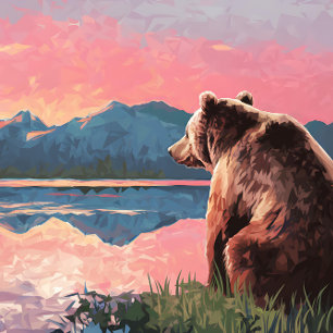 Grizzly Bear-meer Schilderij Legpuzzel