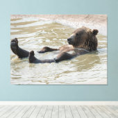 GRIZZLY BEAR Opgespannen Canvasprint Canvas Afdruk (Insitu (Houten vloer))