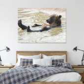 GRIZZLY BEAR Opgespannen Canvasprint Canvas Afdruk (Insitu (Slaapkamer))