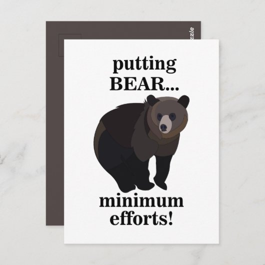 Grizzly Bear Putting Bear Minimum Efforts Funny Briefkaart (Voorkant / Achterkant)