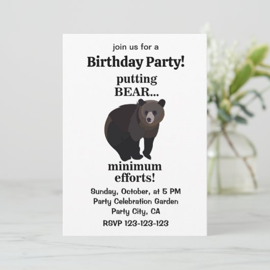 Grizzly Bear Putting Bear Minimum Efforts Funny  Kaart (Staand voorkant)
