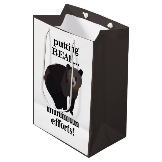Grizzly Bear Putting Bear Minimum Efforts Funny Medium Cadeauzakje (Voorkant Gekanteld)
