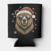 Grizzly Bear Santa Hat Funny Cute Animal Lover Blikjeskoeler (Voorkant)