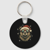 Grizzly Bear Santa Hat Funny Cute Animal Lover Chr Sleutelhanger (Voorkant)