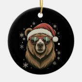 Grizzly Bear Santa Hat Funny Cute Animal Lover  Keramisch Ornament (Voorkant)