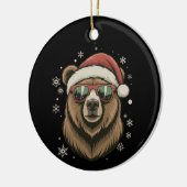 Grizzly Bear Santa Hat Funny Cute Animal Lover  Keramisch Ornament (Links)