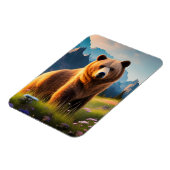 Grizzly Beer aan bergkant, bloemen Magneet (Linkerzijde)