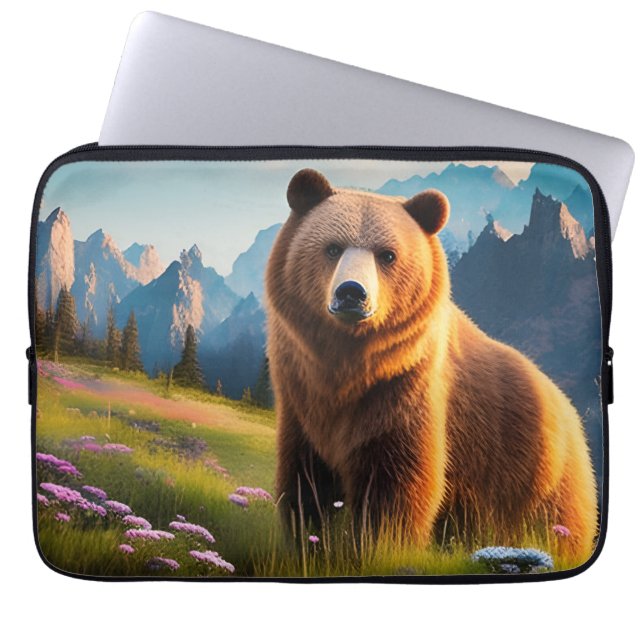 Grizzly Beer aan de bergkant Laptop Sleeve (Voorkant)