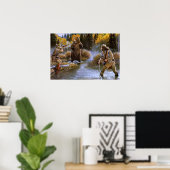 Grizzly Beer aanvallen grensbewoners Wilde Natuur Poster (Thuiskantoor)