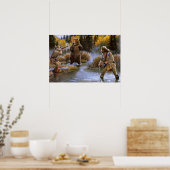 Grizzly Beer aanvallen grensbewoners Wilde Natuur Poster (Keuken)