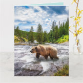 GRIZZLY BEER ALASKA BIRTHDAY GROTE WENSKAARTEN KAART (Gele Bloem)