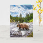 GRIZZLY BEER ALASKA BIRTHDAY WENSKAARTEN KAART (Gele Bloem)