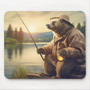 Grizzly Beer Animal Fun Lake Vist Happy Time Muismat
