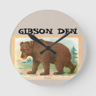 GRIZZLY BEER ART PERSONALIZED CLOCK RONDE KLOK