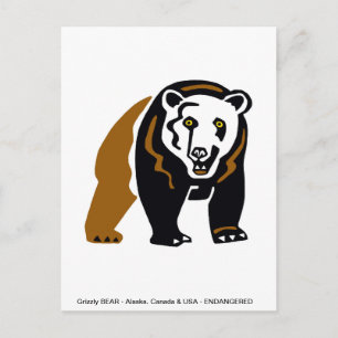Grizzly BEER - Bedreigd dier - Natuur - Briefkaart