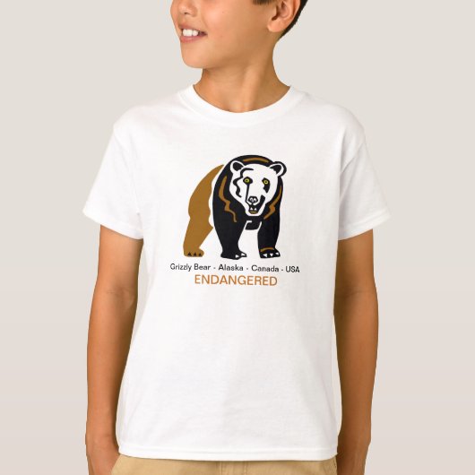 GRIZZLY-BEER - Bedreigde dierengrafiek T-shirt (Voorkant)