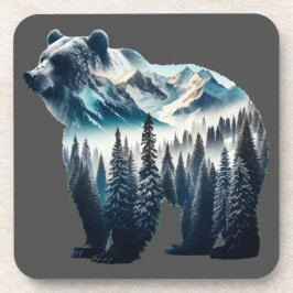 Grizzly Beer Bergen en bossen Bier Onderzetter