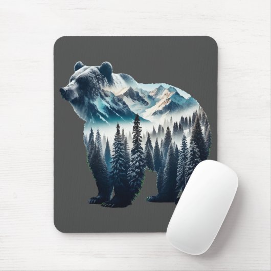Grizzly Beer Bergen en bossen Muismat (Met muis)