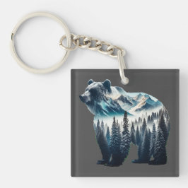 Grizzly Beer Bergen en bossen Sleutelhanger