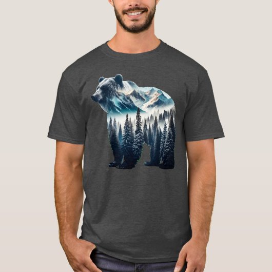 Grizzly Beer Bergen en bossen T-shirt (Voorkant)