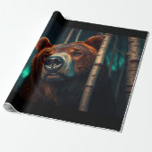 Grizzly Beer, Berken en Aurora Art Cadeaupapier (Uitgerold)