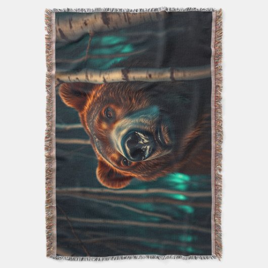 Grizzly Beer, Berken en Aurora Art Deken (Voorkant Verticaal)