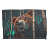 Grizzly Beer, Berken en Aurora Art Kussensloop (Voorkant)