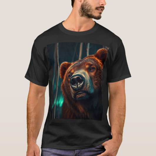 Grizzly Beer, Berken en Aurora Art T-shirt (Voorkant)