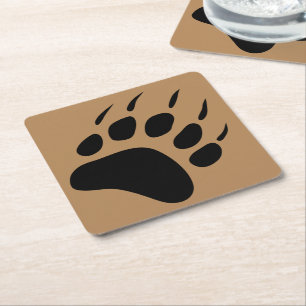 Grizzly Beer Black Paw Print Barware Kartonnen Onderzetters
