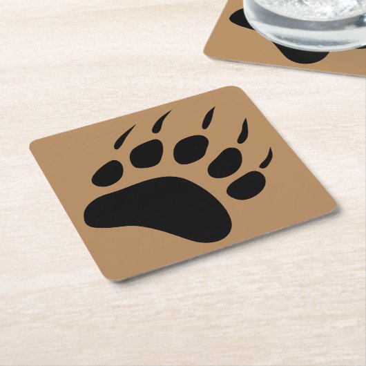 Grizzly Beer Black Paw Print Barware Kartonnen Onderzetters (Schuin)