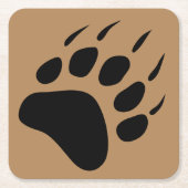 Grizzly Beer Black Paw Print Barware Kartonnen Onderzetters (Voorkant)