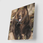 Grizzly Beer Boar Vierkante Klok (Hoek)