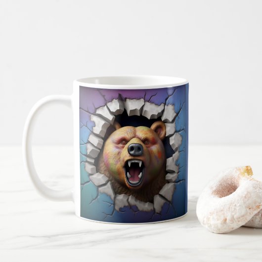 Grizzly Beer Breaking Out Coffee, Tea, Cacao Mok (Met donut)