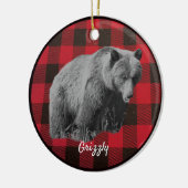 Grizzly Beer Buffalo geplakt keramisch siermiddel Keramisch Ornament (Links)