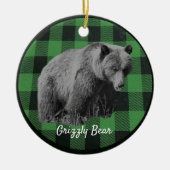 Grizzly Beer Buffalo geplakt keramisch siermiddel Keramisch Ornament (Voorkant)