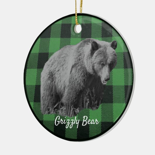 Grizzly Beer Buffalo geplakt keramisch siermiddel Keramisch Ornament (Links)