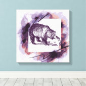 Grizzly beer canvas afdruk (Insitu (Houten vloer))