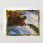 Grizzly Beer Catching Steelhead Salmon Briefkaart (Voorkant / Achterkant)