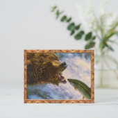 Grizzly Beer Catching Steelhead Salmon Briefkaart (Staand voorkant)