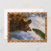 Grizzly Beer Catching Steelhead Salmon Briefkaart (Voorkant / Achterkant)