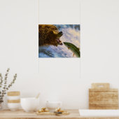 Grizzly Beer Catching Steelhead Salmon Poster (Keuken)