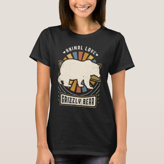 Grizzly Beer Classic Retro Animal T-shirt (Voorkant)