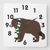 Grizzly Beer Clock Vierkante Klok (Voorkant)