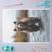 Grizzly Beer Crossing a River Decoupage Tissuepapier (Craft)