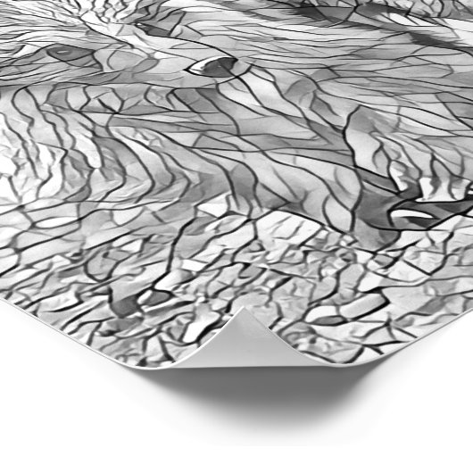 Grizzly Beer & Cub Grey scale abstract kleuren Poster (Hoek)